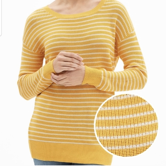 Gap Yellow White Striped Tunic Long Sleeve Sweater - Size S - Picture 1 of 9